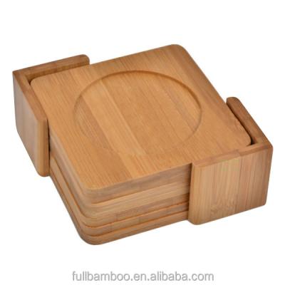 China Sustainable Bamboo Set Of Coasters, Warm Bamboo Insulation Mat With Round Groove for sale