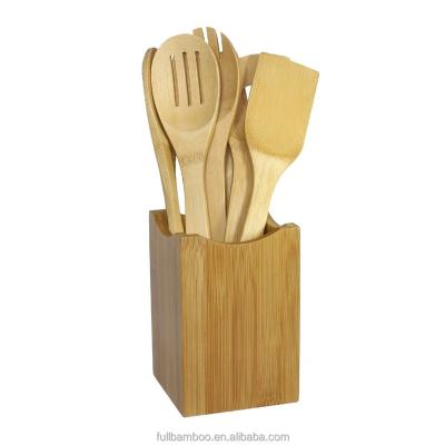 China Sustainable Bamboo Utensil Cutlery Rack With Flatware Set for sale