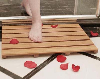 China Stocked Bathroom Bath Floor Bamboo Wooden Foot Mat for sale