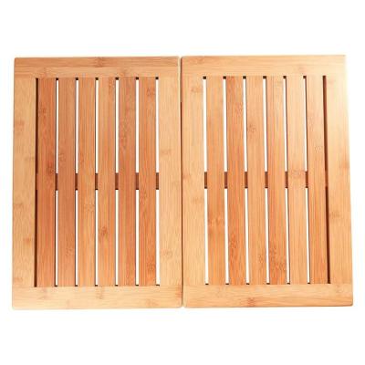 China Sustainable Foldable Bamboo Wooden Bathroom Door Floor Mat for sale