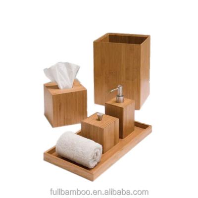 China Hot viable selling 5 pieces of bathroom bamboo accessories for sale