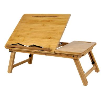 China (Size)Breakfast Serving Bed Tray Bamboo Adjustable Portable Laptop Desk with Book Holder Phone Holder for sale