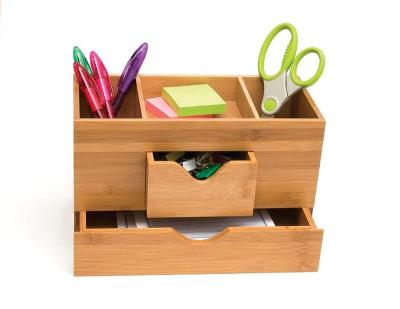 China Eco-friendly Bamboo Stationery Desk Organizer for sale