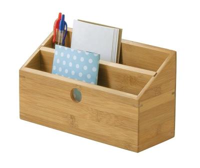 China Stationery Sustainable Bamboo Storage Box Bamboo Makeup Organizer for sale