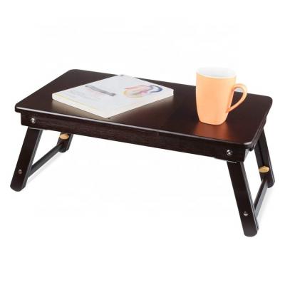 China Adjustable Portable Laptop Desk Bamboo Desk Breakfast Serving Bed Tray With Tilt Top Drawer Retro Color for sale