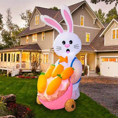 China New Design Outdoor 5 Feet Inflatable Bunny Pull Carrot Easter Garden Decoration Inflatable Easter Decoration for sale