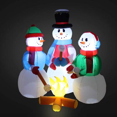 China Hot Selling 190T Mesh Fabric Products Cute Christmas New Infallible Snowman Around The Fire for sale