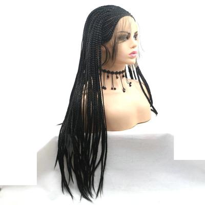 China New Arrival High Quality Black Braiding Hair Natural Fit 24 Inch Lace Front Wigs Braided Wigs For Black Women for sale