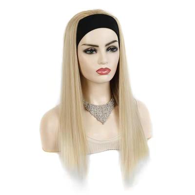 China Natural Matching Beat Wholesale Quality Synthetic Wig Blonde 22 Inch Long Straight Headband Wigs For Women for sale