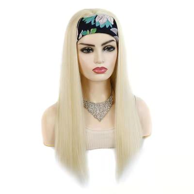 China Natural Suitability Ready To Ship High Quality Synthetic Hair Wigs 22 Inch Long Straight Main Band Wigs For White Women for sale