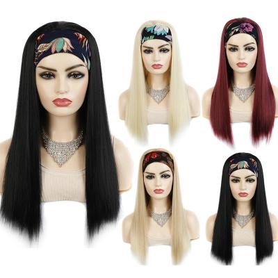 China Natural Matching Peluca Sintetica 22 Inch Piano Headband Black Straight Wig Blunt Cut Human Synthetic Wigs for sale