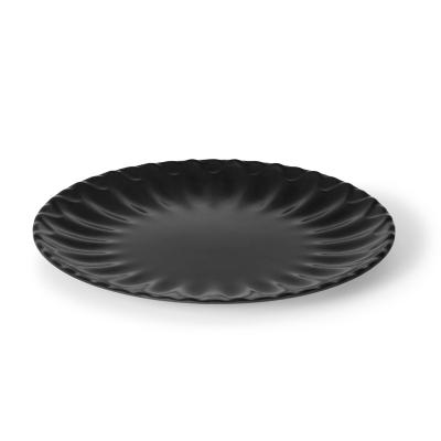 China Wholesale Custom Unbreakable Black Forated Textured Melamine Round Dish Restaurant Dinnerware Server For Catering for sale