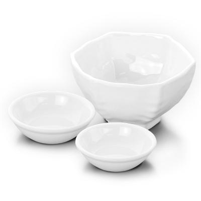 China Sustainable Wholesale Customization Restaurant Tableware Sushi Sauce Plates White Plastic Dipping Bowl Melamine Sauce Dish For Catering for sale