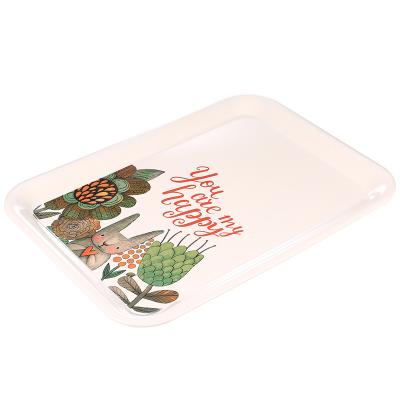 China Custom Print Restaurant Dinner Tray Plastic Colorful Animal Melamine Serving Tray Colorful Beige Home Serving Tray Viable for sale