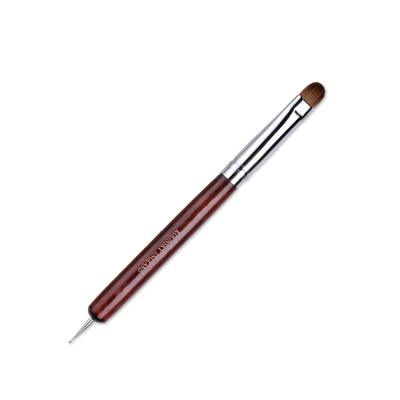 China Nail Art Lucida Dual Head Wood Gel Handle Dotting Tools Manicure Gel Trimming 100% Kolinsky Acrylic French Nail Brush for sale