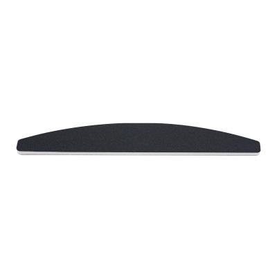 China Custom Printed Half Moon OEM Logo Top Black Sandpaper Nail File 80/100/150/180/240 Professional Double Side Eco-Friendly for sale