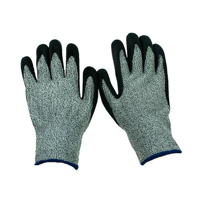 China Anti-Cut 13 Gauge HPPE Yarn Knitted Nitrile Coated Sandy Gloves Cut Resistant Gloves Safety Hand Gloves To Keep Warm for sale