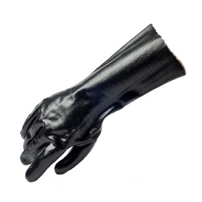 China Black Oil Proof PVC Alkali And Acid Resistant Gloves for sale