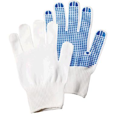 China Anti Slip PVC Nylon Knitted Dots Dipped Gloves for sale