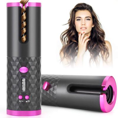 China Fast Heating Thermal Driver Material USB Rechargeable Automatic Hair Curler Cordless Automatic Hair Curler With LCD Display for sale