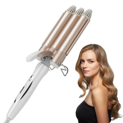 China Anti-scalding Tourmaline Professional Hair Styler Wavy Hair Salon Curl Iron 3 Barrel Ceramic Curling Iron for sale