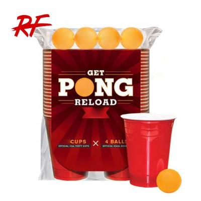 China Drinking Party Beer Pong Cups Beer Pink Balls 12pcs Red and Blue Plastic Cup 12pcs and 6pcs Beer Pink Ball for sale