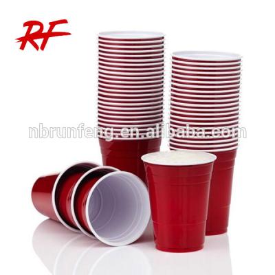 China Stocked red plastic cup, coffee plastic cup holder, 16oz plastic disposable cup for sale