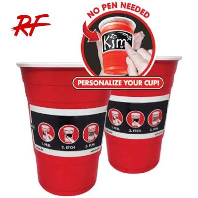 China 16 Oz Plastic Plastic Party Cup With Customize Personalized Labels Sticker for sale