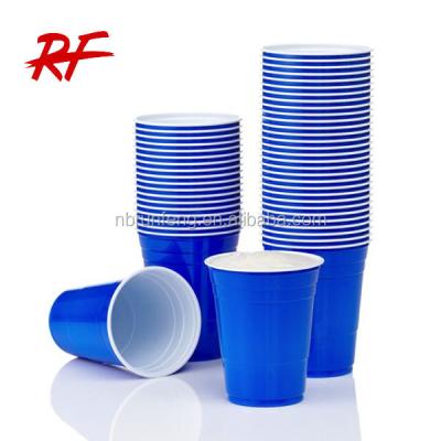 China Blue Plastic Stocked Disposable 16oz Coffee Beer Mug for sale