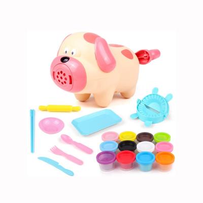 China Toy Hot Selling Educational Funny Educational Game Toys Colorful Clay Set Playdough Dog Shape Noodle Maker For Kids for sale