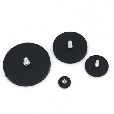 China Ndfeb Industrial Permanent Super Strong Neodymium N52 Round Disc Magnet Black Plastic Rubber Coated Magnets for sale