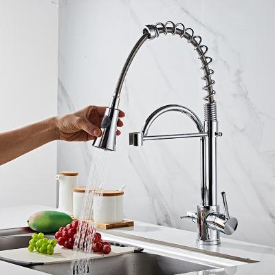 China Kaiping Modern High Quality Single Hole Brass Kitchen Faucet With Pull Down Sprayer Head Grifos De Cocina Faucet for sale