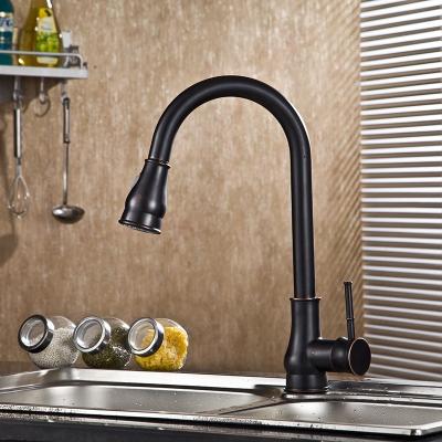 China Modern Vintage Style All Kitchen Brass Black Pull Out Faucet Fruit And Vegetable Basin Handle Sink Lead Free Sink Faucets for sale