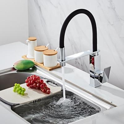 China Modern Leather Pull-Down Tube Kitchen Faucet Quartet Faucet Sitting Chrome Plated Full Hose Copper Mixing Faucet for sale