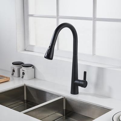 China Modern Brushed Brass Base Black Vegetable Basin Hot And Cold Kitchen Faucet Rotating Single Hole Sink Mixer for sale