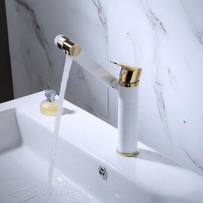 China Modern Rotatable Faucet Cold And Warm Sink Stepped All-copper Bathroom Countertop Basin Gold Wash Basin Household Designs for sale