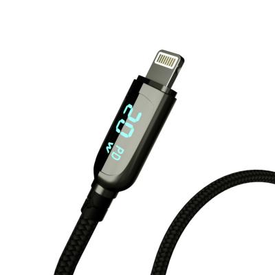 China Hot Selling 20W Mobile Phone PD Cable Fast Charging USB C To Power On Cable With Led Power Display For iPhone 13 pro mini 12 XR X XS Max 8 for sale