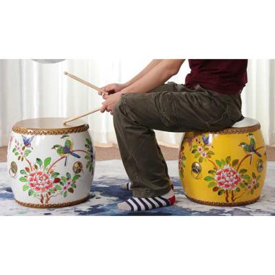 China Chinese Classic Retro Convertible Collection Value High Antique Leather Drum Stool for sale