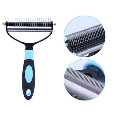 China Durable Pet Stainless Steel Knot Brush Comb Hair Grooming Removal Dematting Double Sided Pro For Dog for sale