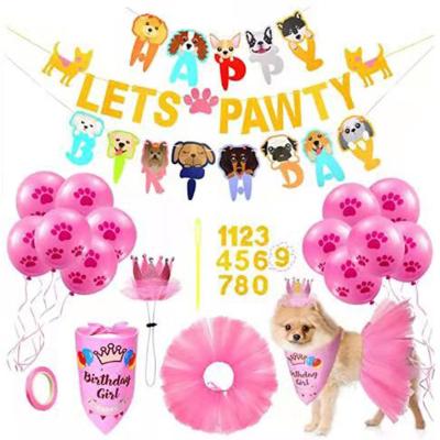 China Fashion Happy Birthday Party Decoration Outfit Clothes Bandana With Hat Cap And Dress Balloon Girl Set Banner For Dog for sale