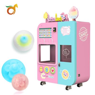 China Subway Station Airport Mall Powder Blue Cotton Candy Machine Automatic Robot Vending Machine Shopping Mall for sale