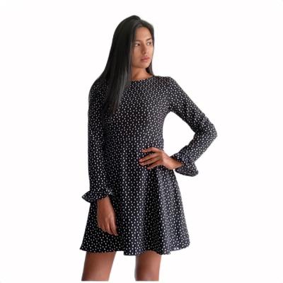 China 2021 New Winter Fashion Print Office Dress Geometry Pattern Women Casual Skirt Ladies Breathable Elegant Dress for sale