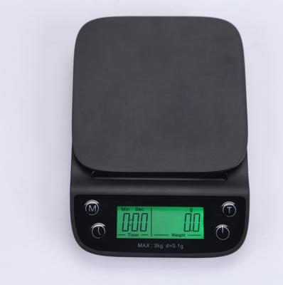 China Multifunctional Hand-push Electronic Coffee Coffee Scale With Timing High Precision 3KG 0.1 Kitchens Baking Scale Electronic Bake for sale