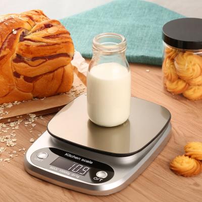 China With Scale Tray 10kg/1g LCD Electronic Kitchen Scales Household Balance Cooking Measuring Tool Stainless Steel Digital Weighing Scale G Ounce ml Food for sale