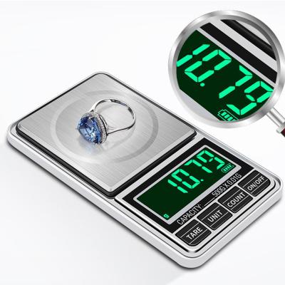 China USB Powered High Precision 0.01g Pocket Scale Mini Electronic Gold Carat Scale 66x59mm for sale