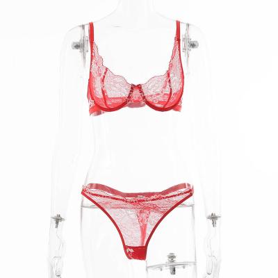 China Mature sexy lingerie woman drop shipping lace up three point transparent sexy lingerie costume women underwear sets sexy bra and panty set for women for sale