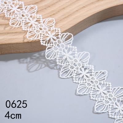 China New viable double side 4 cm width polyester border lace trim exquisite water soluble embroidery for sale