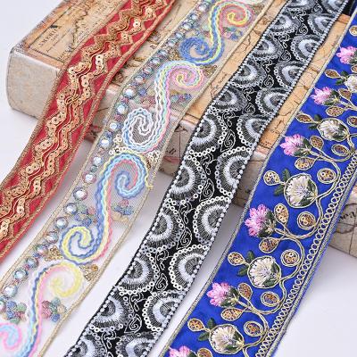 China Bag Viable Decorative Black Embroidery Garment Strap Sequined Belt for sale