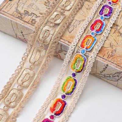 China Garment Accessories Sustainable Sewing Clothing 4cm Embroidered Decorative Lace Webbing for sale