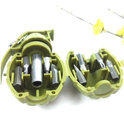 China Household Tools and Gifts 9PCS Screwdriver Bits Tool Kit with Hand Grenade Shape Case for sale